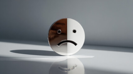 A half sad emoji with contrasting colors, highlighting emotional duality. This image captures the essence of sadness and its contrasting nature
