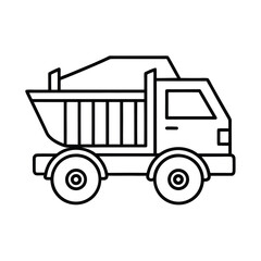 Cartoon vector illustration of a delivery transport truck with trailer, machine, and cargo