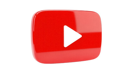 Red YouTube play button PNG isolated on transparent background, social media icon for video content and streaming platforms