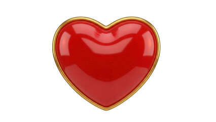 Red heart with golden frame isolated PNG, love symbol for Valentine s Day and romantic design projects on transparent background