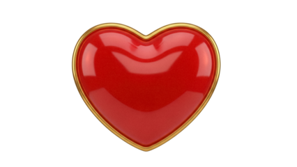 Red heart with golden frame isolated PNG, love symbol for Valentine s Day and romantic design projects on transparent background