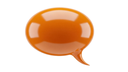 Orange speech bubble PNG isolated on transparent background, communication and conversation element for graphic design