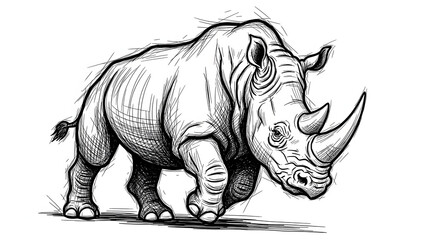 Fototapeta premium Robust Rhino: A powerful illustration of a rhinoceros in motion, showcasing the strength and resilience of this iconic creature.