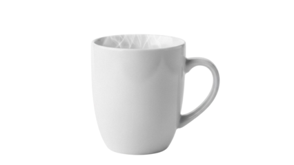 Elegant ceramic mug isolated PNG on transparent background, simple design for hot beverages and promotional use, clean and modern style