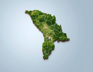 Minimalist 3D map of Moldova, Moldova's islands.