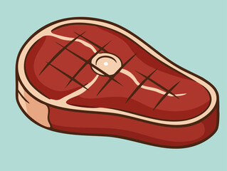 vector illustration of a piece of uncooked steak meat