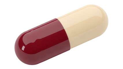 Two-tone capsule pill isolated PNG, pharmaceutical medication for health and wellness on transparent background