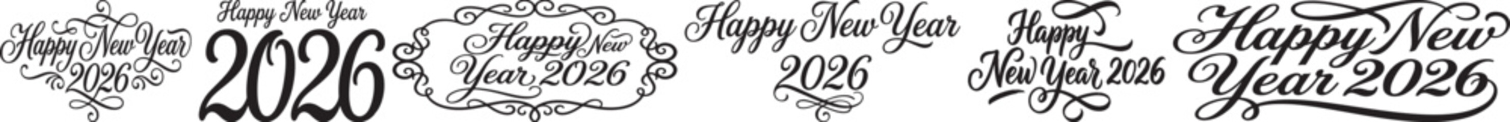 Happy new year 2026 text festive calligraphy design for greeting card and decoration for holiday vector illustration