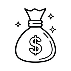💰 Money bag icon with dollar sign for bank finance and business success symbol vector illustration