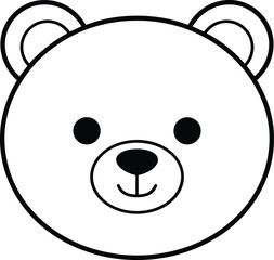 Obraz premium Black and white teddy bear face outline vector