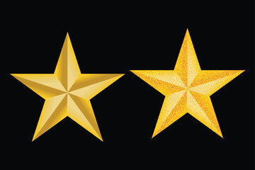 Two golden stars on a black background