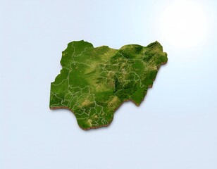 Minimalist 3D map of Nigeria, Nigeria's islands.