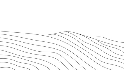 Minimalist Outline Mountain Range Landscape Continuous Line Art Drawing