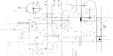 Architectural blueprint of a house floor plan vector diagram for construction project design