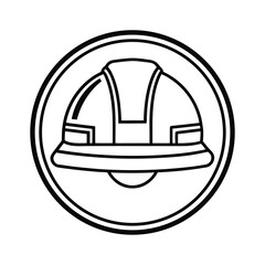 Fototapeta premium Metal safety helmet icon and restaurant food sign vector illustration button design