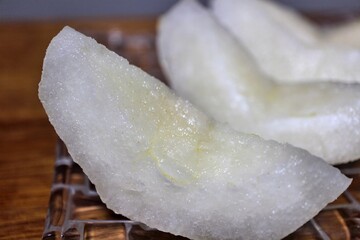 Fresh Japanese pears purchased at a supermarket in Tokyo, Japan