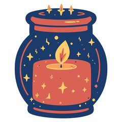 candle jar | celestial reflections | self-care aesthetic | sticker illustration | pastel glow | bold outline | calming wellness design | kawaii magical vibe | soft gradient accents | cozy decorative 