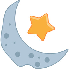 Crescent Moon Flat Icon Design
