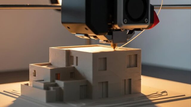 Three dimensional printer constructing a miniature building structure