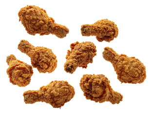 Fried Crispy Chicken Drumsticks on Transparent Background Perfect for Restaurant and Food Photography