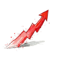 Red hand drawn arrow isolated