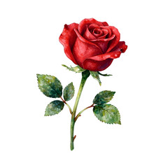 Hand drawn watercolor rose isolated