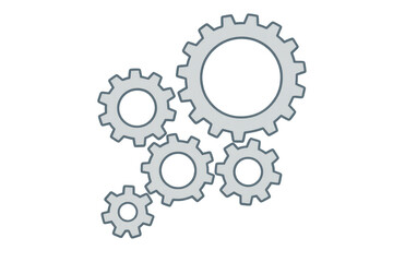 Group of cogs and gears vector illustration showing mechanical teamwork and process, symbolizing innovation, progress, and settings
