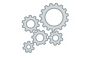 Group of cogs and gears vector illustration showing mechanical teamwork and process, symbolizing innovation, progress, and settings