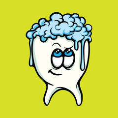 Brushing tooth Character Vector Illustration