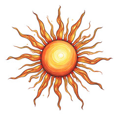Hand drawn sun isolated