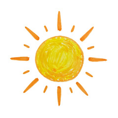 Hand drawn sun isolated