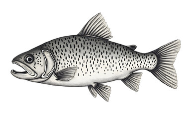 Hand drawn trout fish