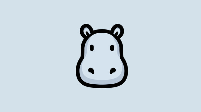 Cute cartoon hippopotamus head icon illustration. Minimalist animal vector graphic of a hippo face for avatar or design.