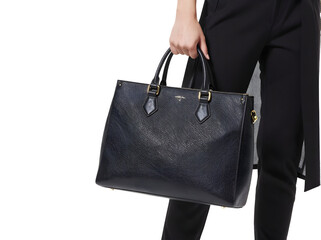 Female holding bag isolated