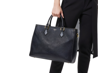 Female holding bag isolated