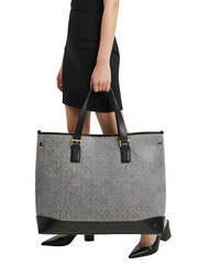 Female holding bag isolated