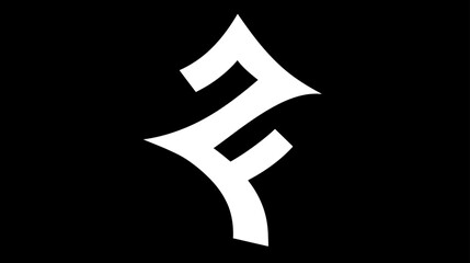 Elegant white gothic calligraphic symbol or stylized letter on a stark black background, ideal for design elements and graphic projects.