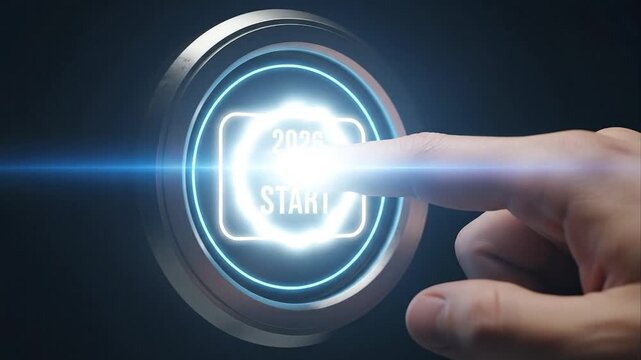Finger pressing illuminated start button concept