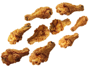 Assorted Crispy Fried Chicken Wings Arranged on a Transparent Background Ready for Serving