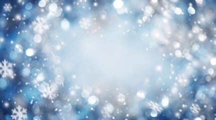 Fototapeta premium Blue background with snowflakes and a white background