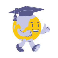 Happy Earth Graduate Retro showing his thumbs up