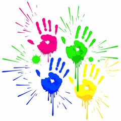 Vibrant Holi handprints
