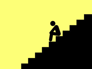Hopeless people or businessman who despairs sit the stairs. Flat vector illustration design