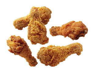 Delicious, Crispy Fried Chicken Drumsticks on Transparent Background Perfect for Food Photography