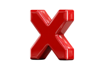 Bold Red Cross Mark Isolated on Transparent Background