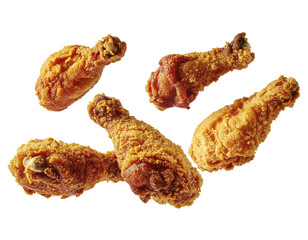 Fried Chicken Drumsticks Garnished on a Transparent Background with Crispy Texture and Rich Flavor