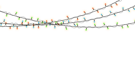 Hanging Colorful Christmas String Lights on White Background