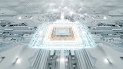 Digital Core: A captivating digital depiction of a cutting-edge computer processor, showcasing intricate circuitry and a glowing core. It's a visual journey into the heart of modern technology.