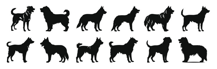 alabai dog silhouettes vector set dogs breed black