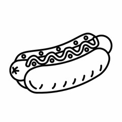 Hot dog line art food icon